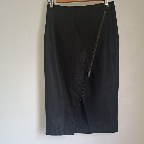 Free People womens small midi length black leather pencil skirt - Picture 1 of 6